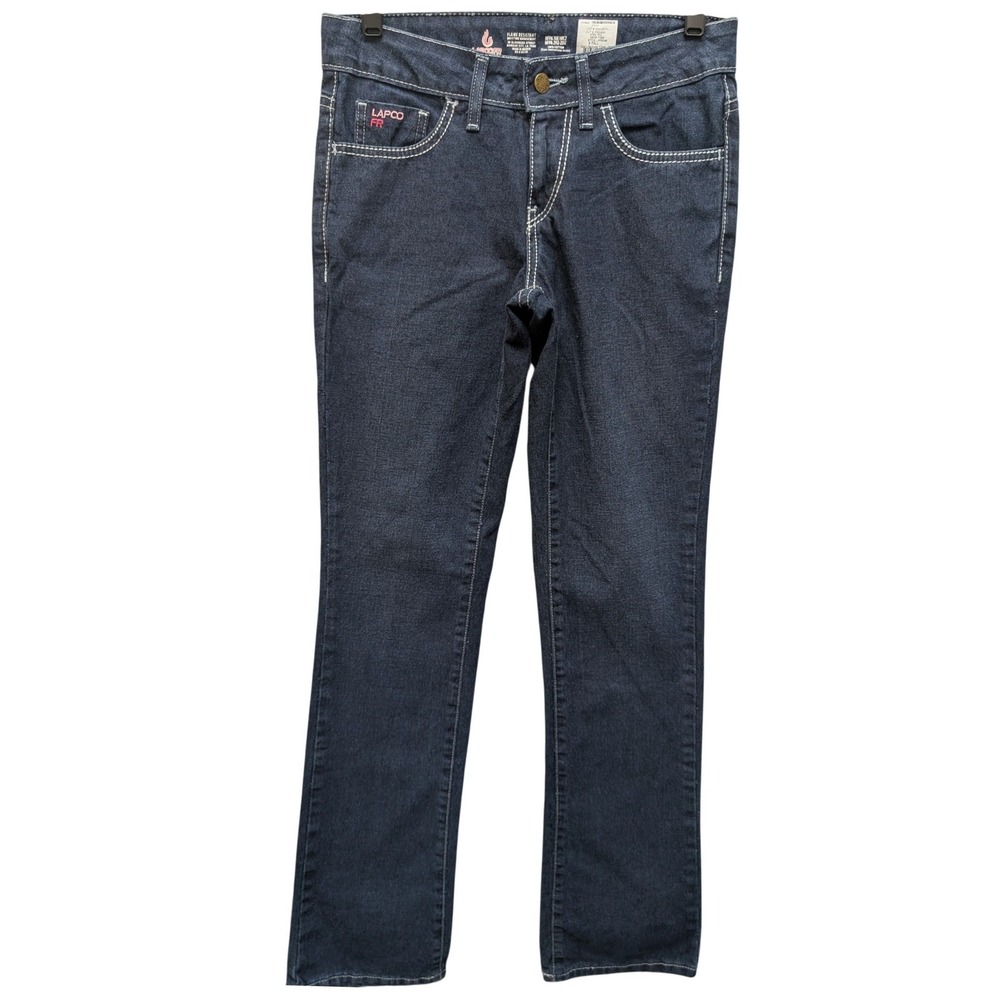 LAPCO FR Jeans Womens 2 Tall Dark Indigo Blue Flame Resistant Workwear Denim